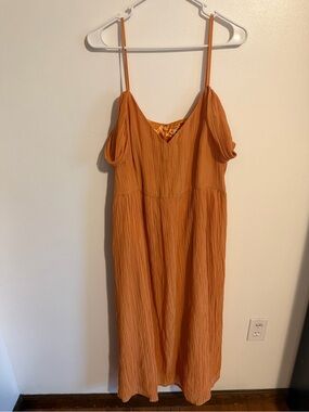Express Orange Off the Shoulder Midi Dress